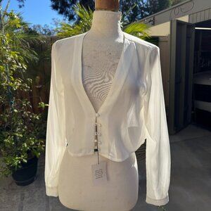 SUPERDOWN New w/Tags Sheer White Crop Top, Shrug Style, Croptop